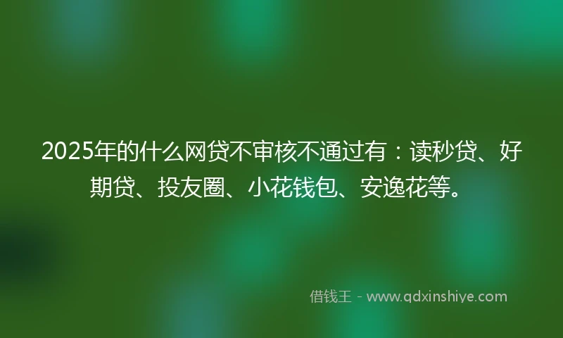 2025年的什么网贷不审核不通过有：读秒贷、好期贷、投友圈、小花钱包、安逸花等。