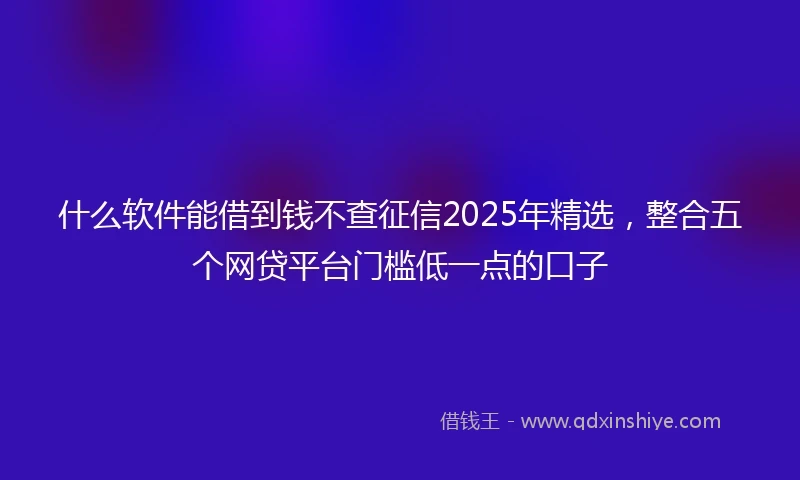 什么软件能借到钱不查征信2025年精选，整合五个网贷平台门槛低一点的口子