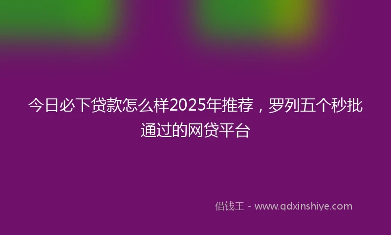 今日必下贷款怎么样2025年推荐，罗列五个秒批通过的网贷平台