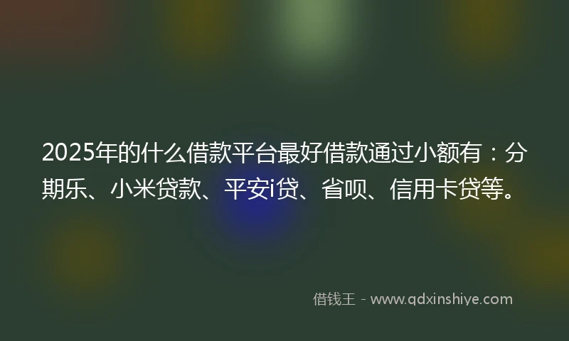 2025年的什么借款平台最好借款通过小额有：分期乐、小米贷款、平安i贷、省呗、信用卡贷等。