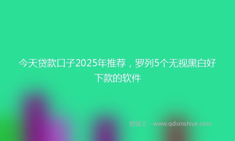 今天贷款口子2025年推荐,罗列5个无视黑白好下款的软件