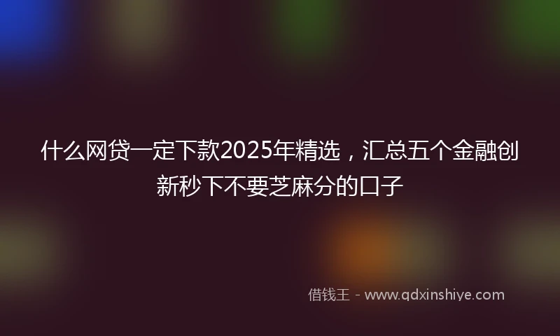 什么网贷一定下款2025年精选，汇总五个金融创新秒下不要芝麻分的口子