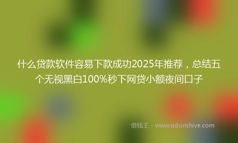 什么贷款软件容易下款成功2025年推荐，总结五个无视黑白100%秒下网贷小额夜间口子