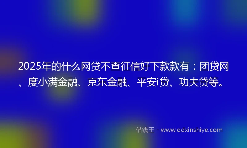 2025年的什么网贷不查征信好下款款有：团贷网、度小满金融、京东金融、平安i贷、功夫贷等。