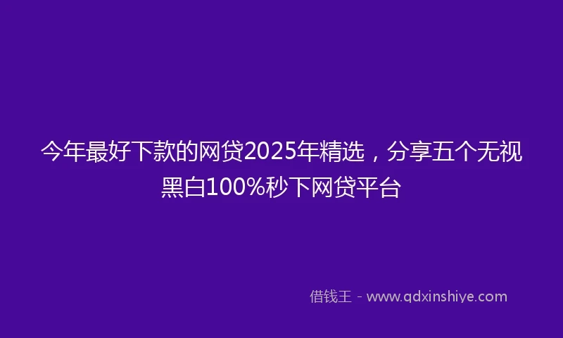 今年最好下款的网贷2025年精选，分享五个无视黑白100%秒下网贷平台