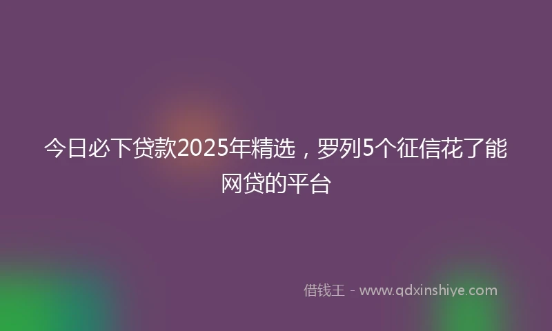 今日必下贷款2025年精选，罗列5个征信花了能网贷的平台