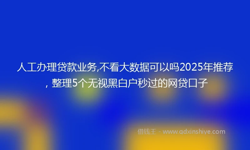 人工办理贷款业务,不看大数据可以吗2025年推荐，整理5个无视黑白户秒过的网贷口子