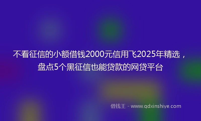 不看征信的小额借钱2000元信用飞2025年精选，盘点5个黑征信也能贷款的网贷平台