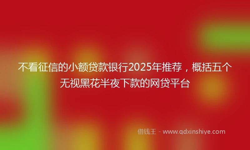 不看征信的小额贷款银行2025年推荐，概括五个无视黑花半夜下款的网贷平台