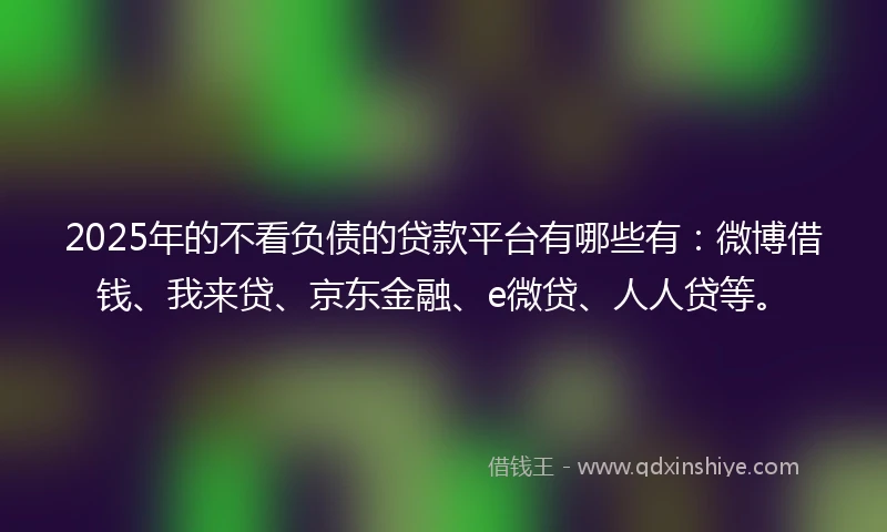 2025年的不看负债的贷款平台有哪些有：微博借钱、我来贷、京东金融、e微贷、人人贷等。