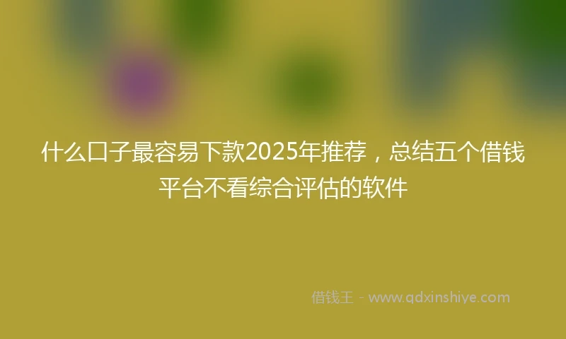 什么口子最容易下款2025年推荐，总结五个借钱平台不看综合评估的软件