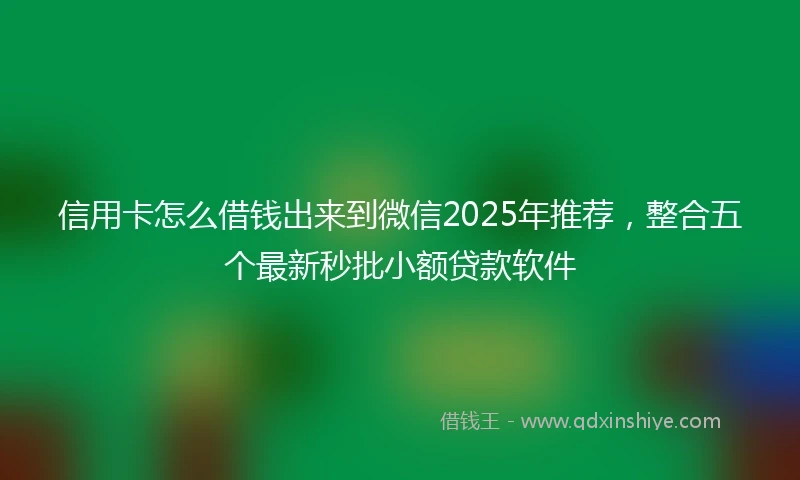 信用卡怎么借钱出来到微信2025年推荐，整合五个最新秒批小额贷款软件