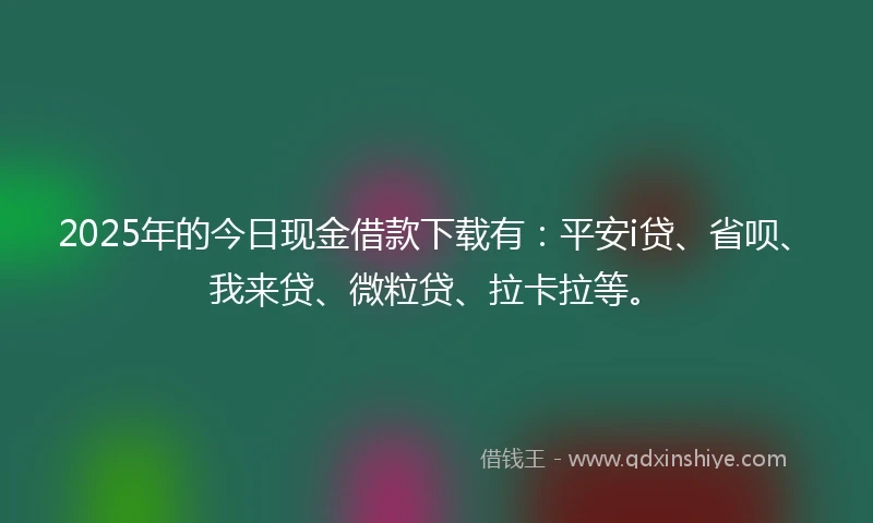 2025年的今日现金借款下载有：平安i贷、省呗、我来贷、微粒贷、拉卡拉等。