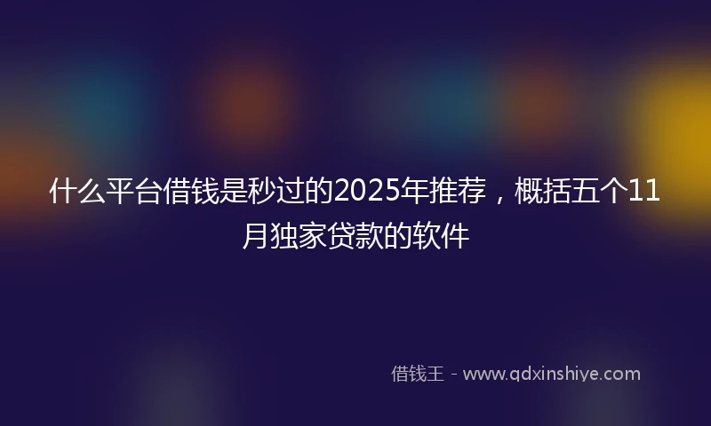 什么平台借钱是秒过的2025年推荐，概括五个11月独家贷款的软件