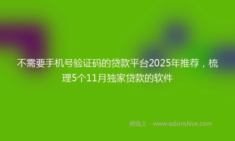 不需要手机号验证码的贷款平台2025年推荐，梳理5个11月独家贷款的软件