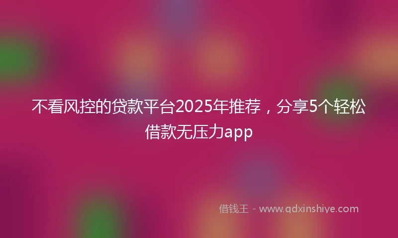 不看风控的贷款平台2025年推荐，分享5个轻松借款无压力app