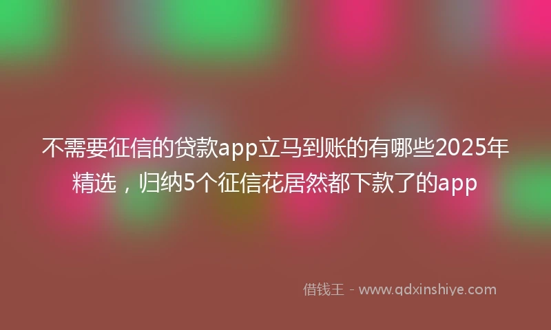 不需要征信的贷款app立马到账的有哪些2025年精选，归纳5个征信花居然都下款了的app