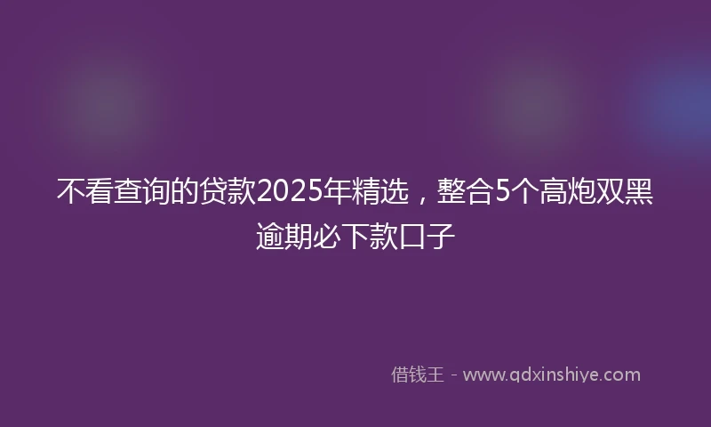 不看查询的贷款2025年精选，整合5个高炮双黑逾期必下款口子