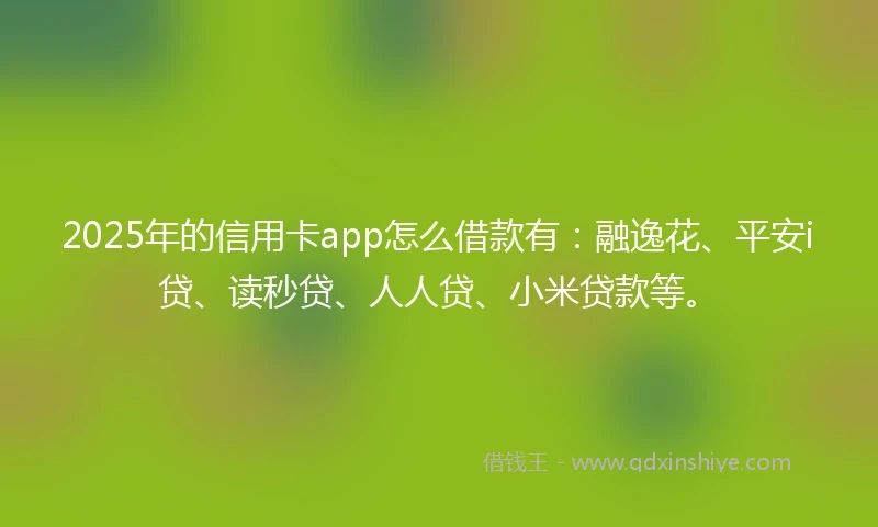 2025年的信用卡app怎么借款有：融逸花、平安i贷、读秒贷、人人贷、小米贷款等。