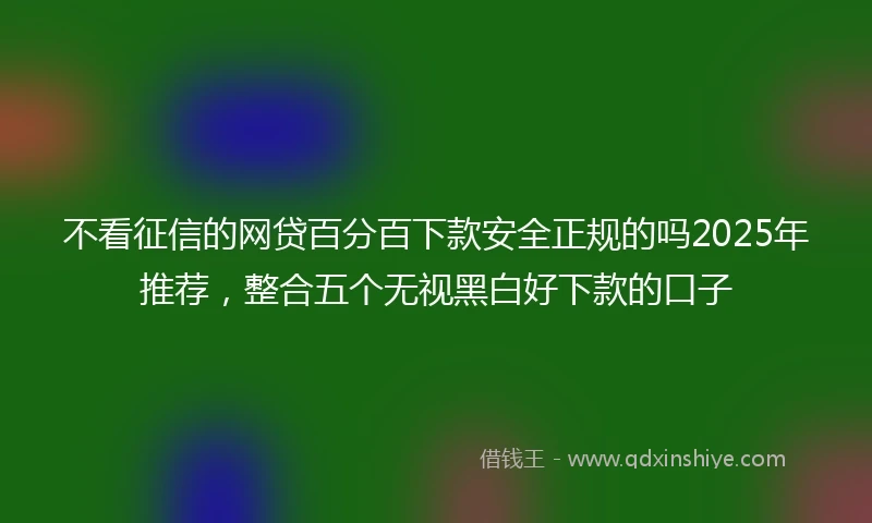 不看征信的网贷百分百下款安全正规的吗2025年推荐，整合五个无视黑白好下款的口子