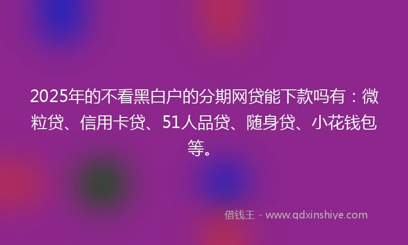 2025年的不看黑白户的分期网贷能下款吗有：微粒贷、信用卡贷、51人品贷、随身贷、小花钱包等。