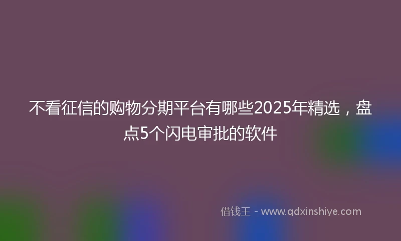 不看征信的购物分期平台有哪些2025年精选，盘点5个闪电审批的软件
