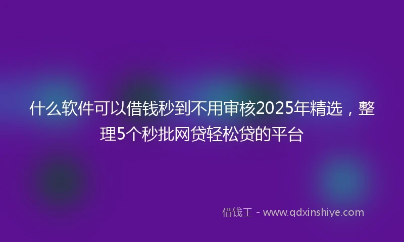 什么软件可以借钱秒到不用审核2025年精选，整理5个秒批网贷轻松贷的平台