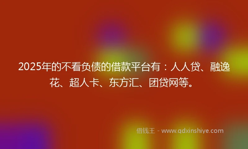 2025年的不看负债的借款平台有：人人贷、融逸花、超人卡、东方汇、团贷网等。