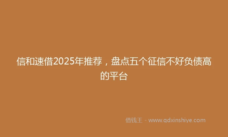 信和速借2025年推荐，盘点五个征信不好负债高的平台