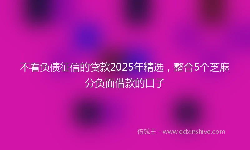 不看负债征信的贷款2025年精选，整合5个芝麻分负面借款的口子