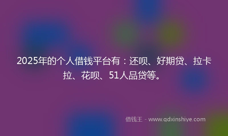 2025年的个人借钱平台有：还呗、好期贷、拉卡拉、花呗、51人品贷等。