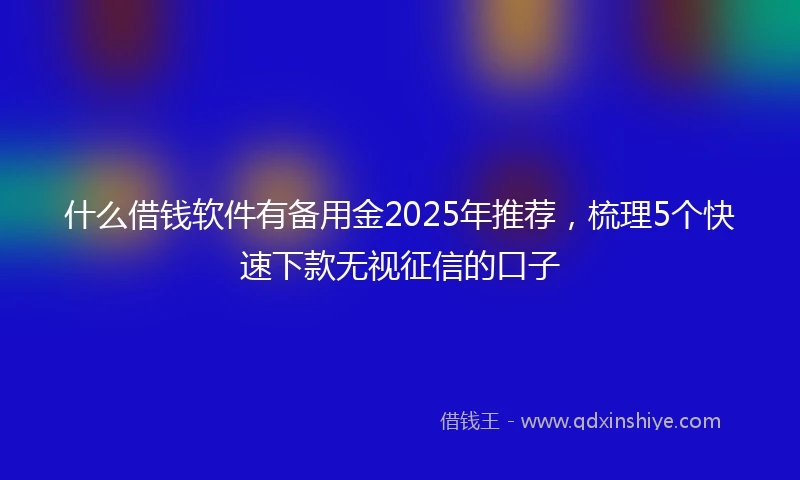 什么借钱软件有备用金2025年推荐，梳理5个快速下款无视征信的口子
