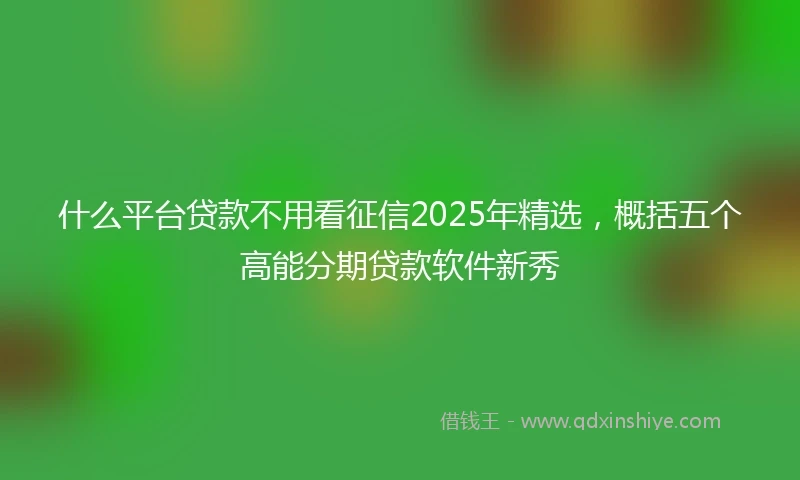 什么平台贷款不用看征信2025年精选，概括五个高能分期贷款软件新秀