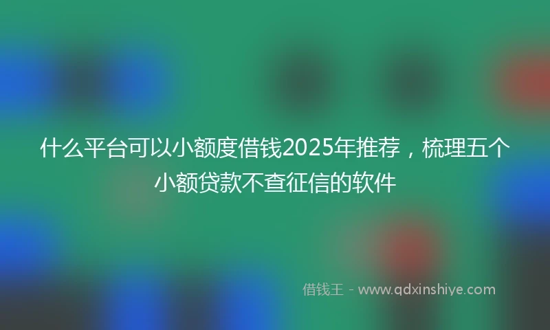 什么平台可以小额度借钱2025年推荐，梳理五个小额贷款不查征信的软件