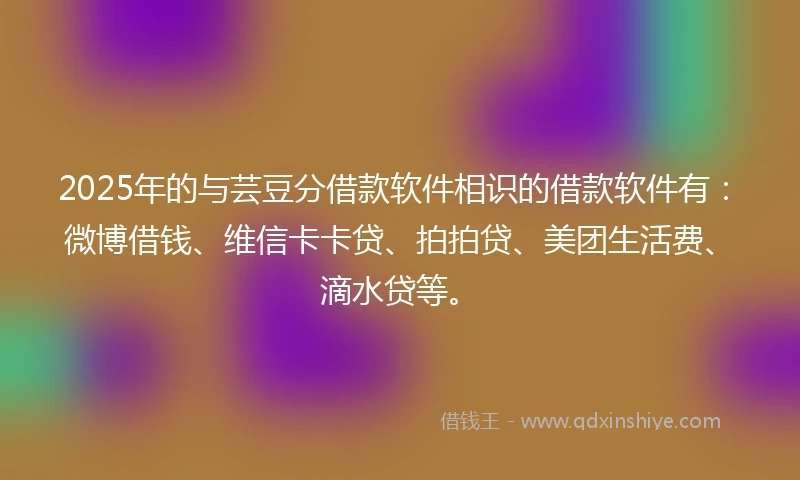 2025年的与芸豆分借款软件相识的借款软件有：微博借钱、维信卡卡贷、拍拍贷、美团生活费、滴水贷等。