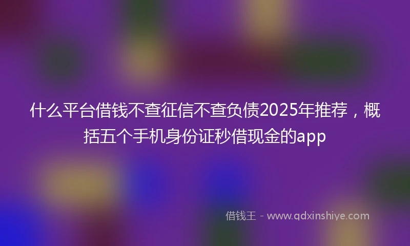 什么平台借钱不查征信不查负债2025年推荐，概括五个手机身份证秒借现金的app