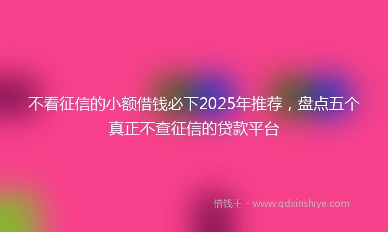 不看征信的小额借钱必下2025年推荐，盘点五个真正不查征信的贷款平台
