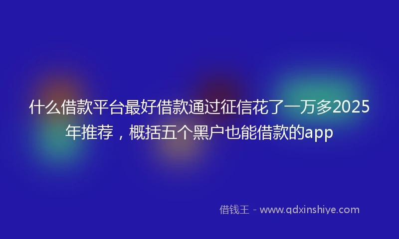 什么借款平台最好借款通过征信花了一万多2025年推荐，概括五个黑户也能借款的app