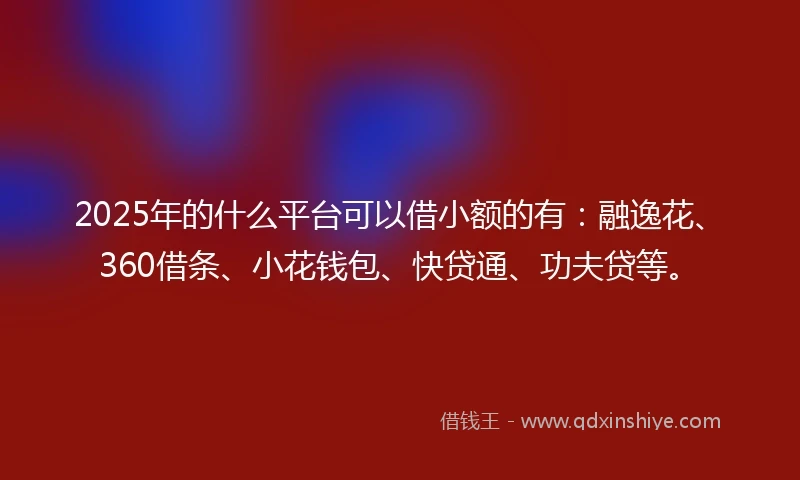 2025年的什么平台可以借小额的有：融逸花、360借条、小花钱包、快贷通、功夫贷等。