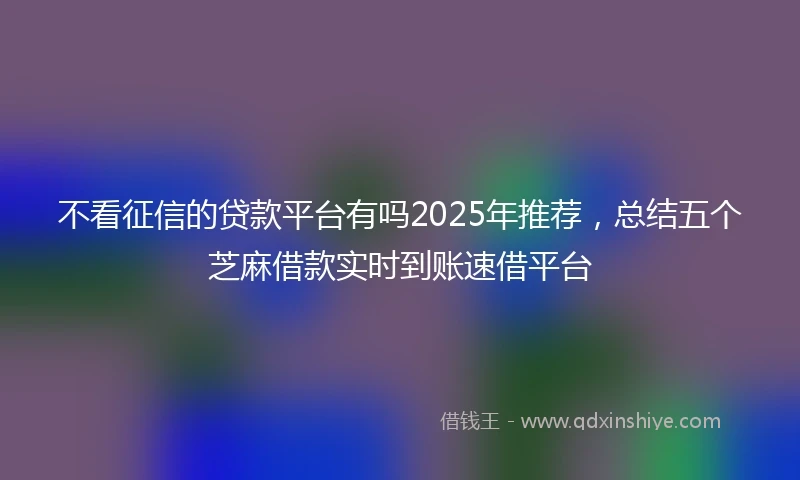 不看征信的贷款平台有吗2025年推荐，总结五个芝麻借款实时到账速借平台