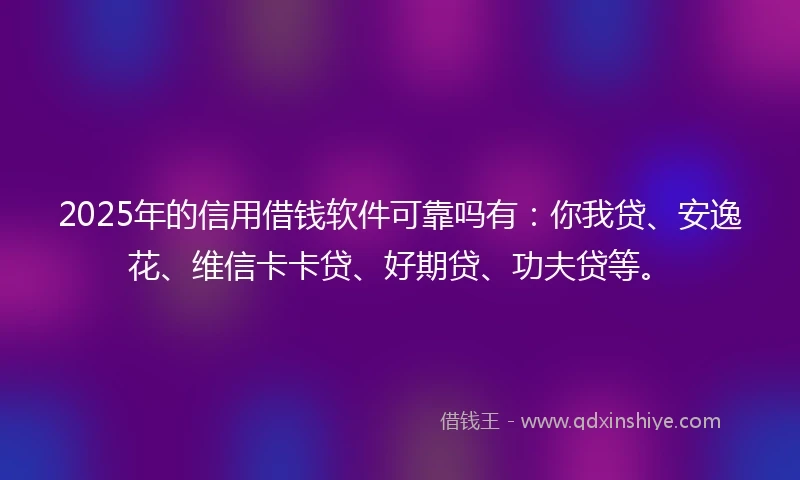 2025年的信用借钱软件可靠吗有：你我贷、安逸花、维信卡卡贷、好期贷、功夫贷等。