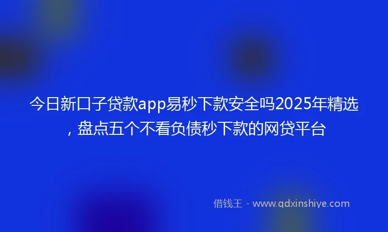今日新口子贷款app易秒下款安全吗2025年精选，盘点五个不看负债秒下款的网贷平台