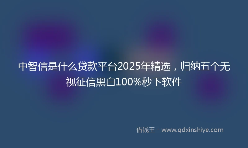中智信是什么贷款平台2025年精选，归纳五个无视征信黑白100%秒下软件