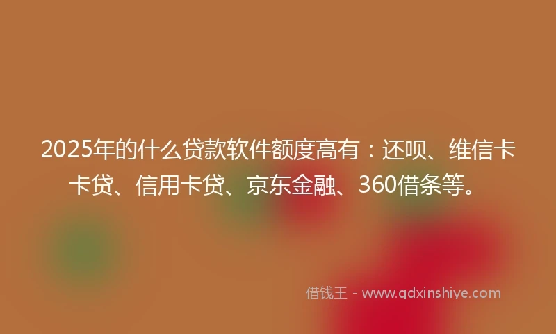 2025年的什么贷款软件额度高有：还呗、维信卡卡贷、信用卡贷、京东金融、360借条等。