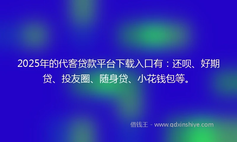 2025年的代客贷款平台下载入口有：还呗、好期贷、投友圈、随身贷、小花钱包等。