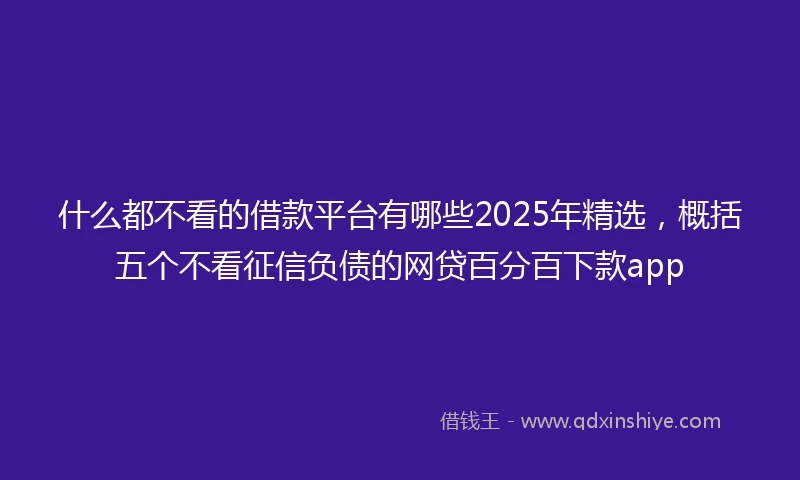什么都不看的借款平台有哪些2025年精选，概括五个不看征信负债的网贷百分百下款app