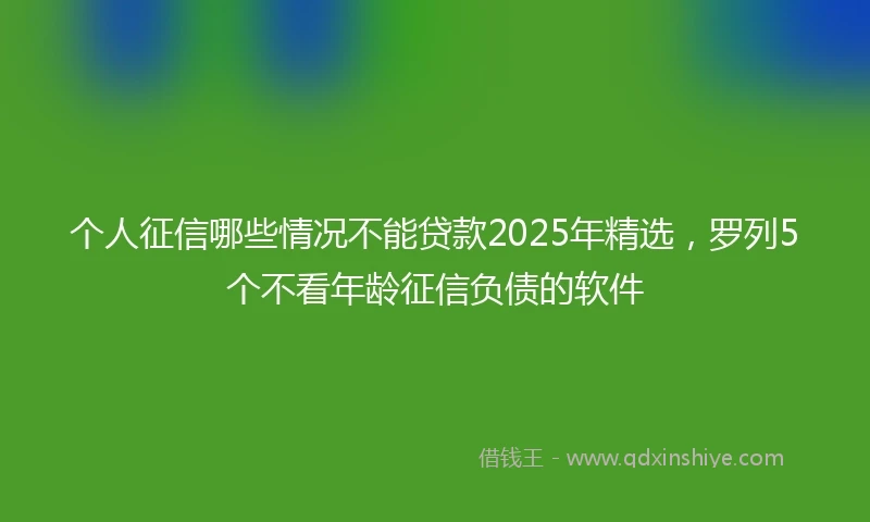 个人征信哪些情况不能贷款2025年精选，罗列5个不看年龄征信负债的软件
