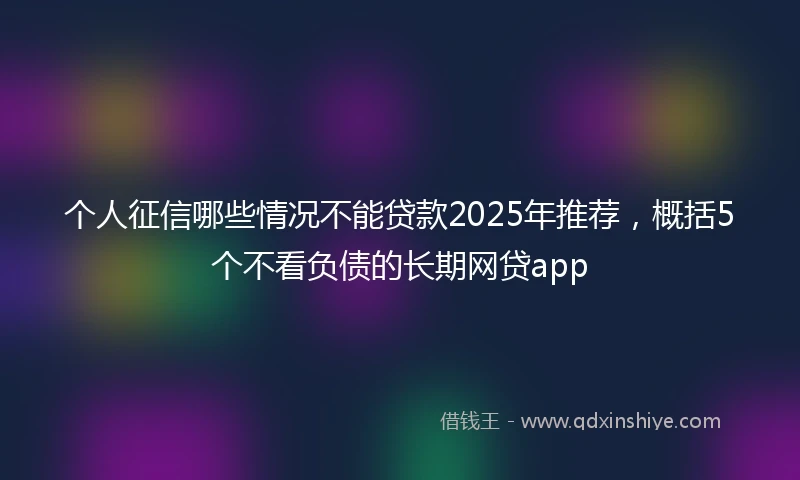 个人征信哪些情况不能贷款2025年推荐，概括5个不看负债的长期网贷app