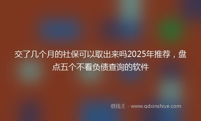 交了几个月的社保可以取出来吗2025年推荐，盘点五个不看负债查询的软件