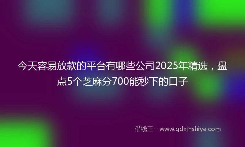 今天容易放款的平台有哪些公司2025年精选，盘点5个芝麻分700能秒下的口子
